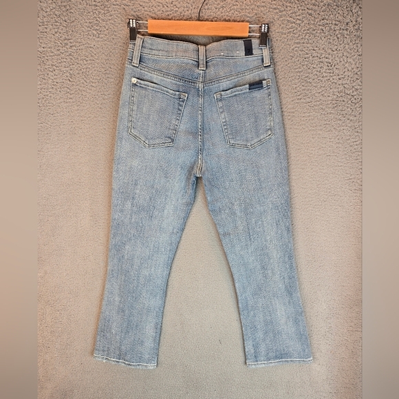 7 For All Mankind Womens High Waist Denim Jeans Sz 27 Slim Kick Light Blue - Picture 7 of 14